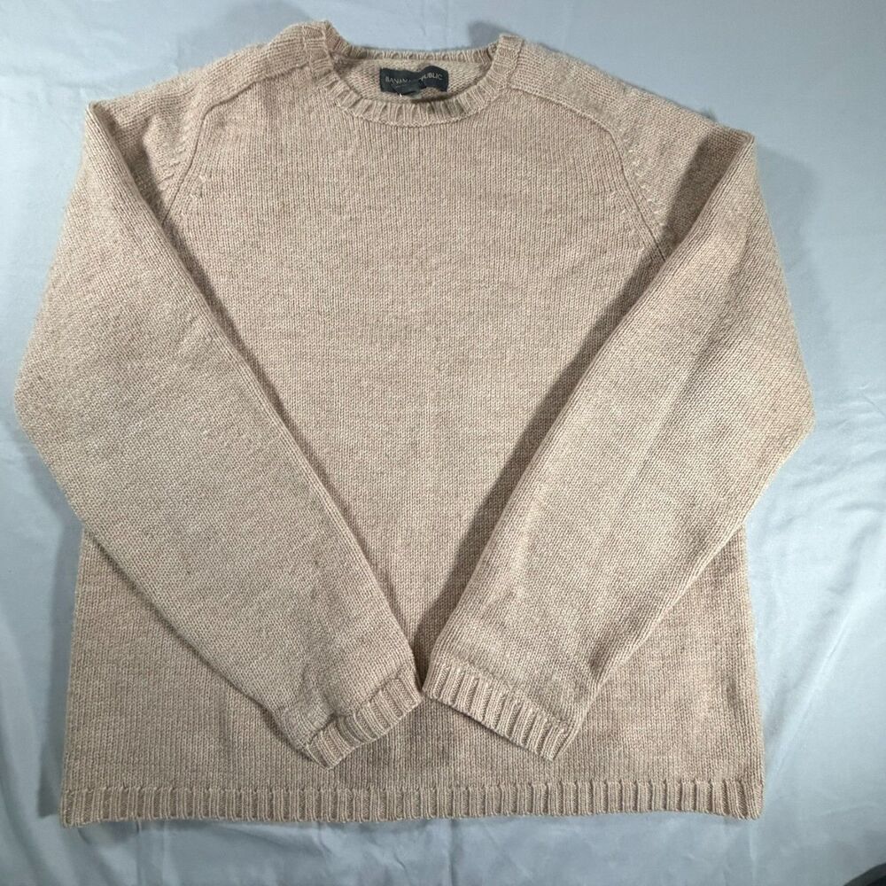 Vintage Banana Republic Knit Sweater Women's Large Beige Wool Alpaca Camel Hair